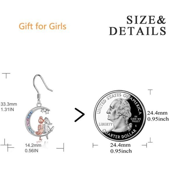 Sisters Sterling Silver Dangle Earrings Birthday Jewelry Gifts for Her - Picture 5 of 6